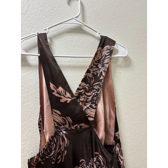 California Dynasty Slip Dress Nighty size Large Brown Pink Floral y2k feminine - Picture 5 of 5